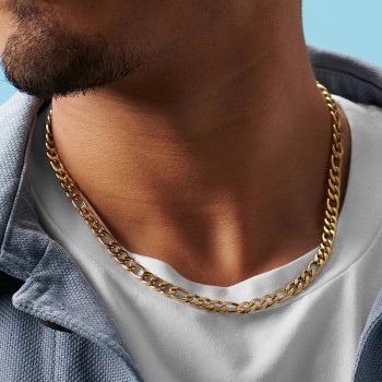 گردنبند مردانه استیل فیگارو طلایی