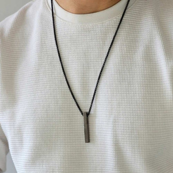 گردنبند مردانه استیل مکعبی مشکی