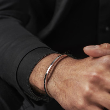 دستبند بنگل مردانه استیل نقره ای