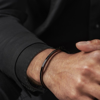 دستبند بنگل مردانه استیل مشکی
