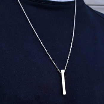 گردنبند مردانه استیل مکعبی نقره ای